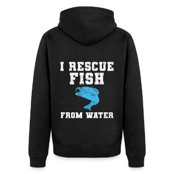 Je sauve des poissons de l’eau Fischer - Veste à capuche bio Premium Unisexe - noir - Dos - Nico (187cm)