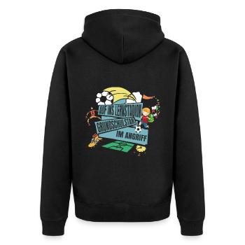 Grundschule Einschulung Fußball - Unisex Premium Bio Zip Hoodie - Schwarz - Hinten - Nico (187cm)