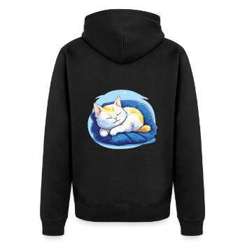 Sleeping Cat Official Sleep Shirt Kitten - Unisex Premium Organic Zip Hoodie - black - Back - Nico (187cm)