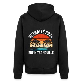 Retraité 2024 humour cadeau de retraite vintage - Veste à capuche bio Premium Unisexe - noir - Dos - Nico (187cm)