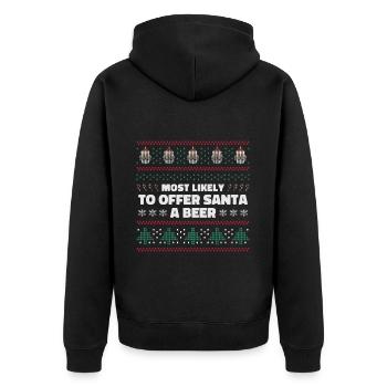 Most likely to offer Santa a beer - Unisex Premium Organic Zip Hoodie - black - Back - Nico (187cm)