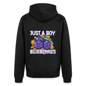 Blaubeeren - Unisex Premium Bio Zip Hoodie - Schwarz - Hinten - Nico (187cm)