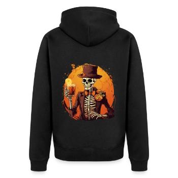 Squelette rockabilly en smoking avec un cocktail D - Veste à capuche bio Premium Unisexe - noir - Dos - Nico (187cm)