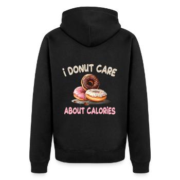 I Donut Care About Calories für einen - Unisex Premium Bio Zip Hoodie - Schwarz - Hinten - Nico (187cm)