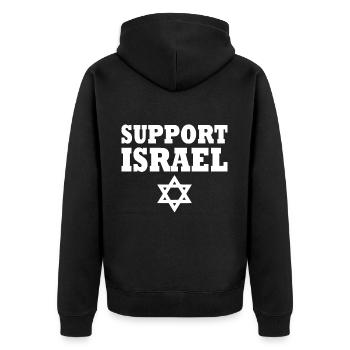 Support israel - Unisex Premium Bio Zip Hoodie - Schwarz - Hinten - Nico (187cm)