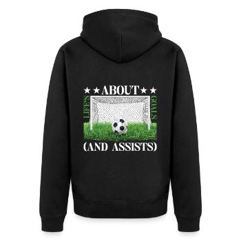 La vie est une question d'objectifs (et d'aides) 7 - Veste à capuche bio Premium Unisexe - noir - Dos - Nico (187cm)
