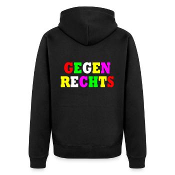 Gegen rechts - Unisex Premium Bio Zip Hoodie - Schwarz - Hinten - Nico (187cm)
