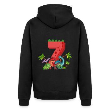 7 ans anniversaire dinosaure dinosaure j’ai 7 ans - Veste à capuche bio Premium Unisexe - noir - Dos - Nico (187cm)