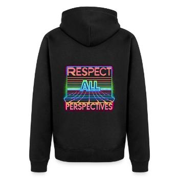 Respect All Perspectives - Unisex Premium Organic Zip Hoodie - black - Back - Nico (187cm)
