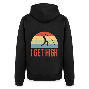 Stabhochspringer-Geschenk - Unisex Premium Bio Zip Hoodie - Schwarz - Hinten - Nico (187cm)