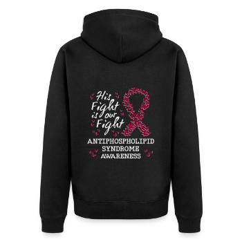 Antiphospholipid Syndrom Bewusstsein - Unisex Premium Bio Zip Hoodie - Schwarz - Hinten - Nico (187cm)