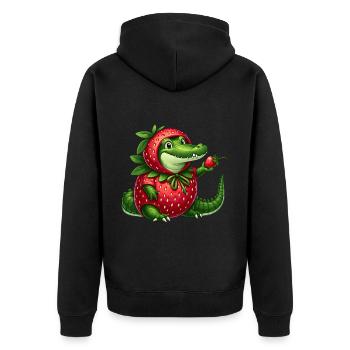 Krokodil im Erdbeerkostüm - Unisex Premium Bio Zip Hoodie - Schwarz - Hinten - Nico (187cm)