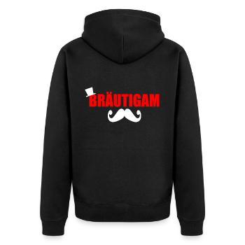 bräutigam - Unisex Premium Bio Zip Hoodie - Schwarz - Hinten - Nico (187cm)