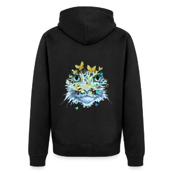 Chat Chat Visage Chats Chaton Fleurs Insecte - Veste à capuche bio Premium Unisexe - noir - Dos - Nico (187cm)