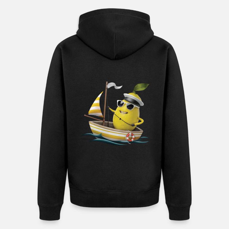 Obst Zitrone Bootfahren Geschenk - Unisex Premium Bio Zip Hoodie - Schwarz