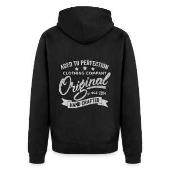 Original 2014 Jahrgang Retro 2014 Geburtstag 2014 - Unisex Premium Bio Zip Hoodie - Schwarz - Hinten - Nico (187cm)