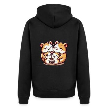 Famille Hamster Mère Et Père Avec Deux Enfants - Veste à capuche bio Premium Unisexe - noir - Dos - Nico (187cm)