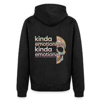 Kinda Emotionless Kinda Emotional 6 - Unisex Premium Bio Zip Hoodie - Schwarz - Hinten - Nico (187cm)