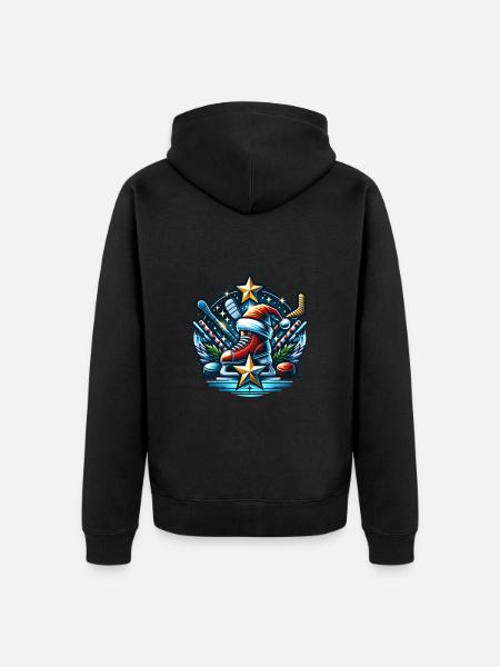 EishockeySpieler Winter - Unisex Premium Bio Zip Hoodie - Schwarz