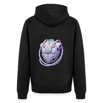 Futuristic Chest Device Graphic Tee - Unisex Premium Organic Zip Hoodie - black - Back - Nico (187cm)