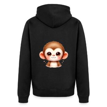 Mignon bébé singe aquarelle Art - Veste à capuche bio Premium Unisexe - noir - Dos - Nico (187cm)
