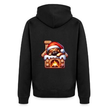 Pug - Unisex Premium Organic Zip Hoodie - black - Back - Nico (187cm)