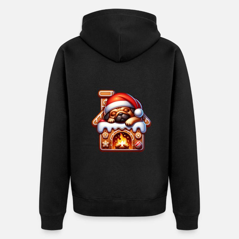 Mops - Ekologiczna rozpinana bluza z kapturem Premium unisex - czarny