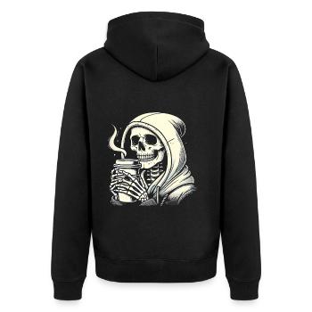 Chill Skeleton avec sweat à capuche café - Veste à capuche bio Premium Unisexe - noir - Dos - Nico (187cm)