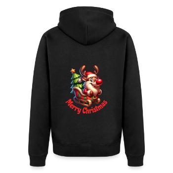 Christmas - Unisex Premium Organic Zip Hoodie - black - Back - Nico (187cm)