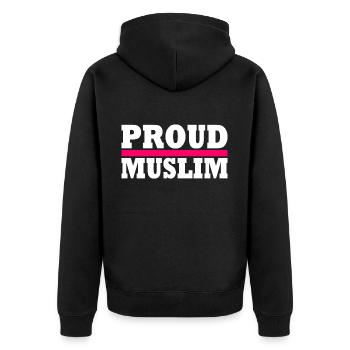 Proud muslim - Unisex Premium Bio Zip Hoodie - Schwarz - Hinten - Nico (187cm)