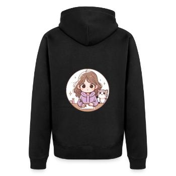 Nouvel An Zéro Fcks Fille Chat Design - Veste à capuche bio Premium Unisexe - noir - Dos - Nico (187cm)