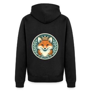 Königlicher Fuchs Abzeichen Majestätisches Tierdesign - Unisex Premium Bio Zip Hoodie - Schwarz - Hinten - Nico (187cm)