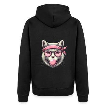 Chat cool avec des lunettes bandana roses - Veste à capuche bio Premium Unisexe - noir - Dos - Nico (187cm)