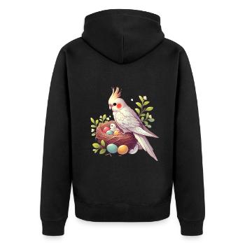 Cockatiel Nest with Eggs Illustration - Unisex Premium Organic Zip Hoodie - black - Back - Nico (187cm)