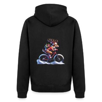 Weihnachts Rentier Winter Fahrrad Schnee - Unisex Premium Bio Zip Hoodie - Schwarz - Hinten - Nico (187cm)