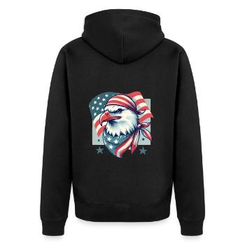 Aigle patriotique avec drapeau américain - Veste à capuche bio Premium Unisexe - noir - Dos - Nico (187cm)