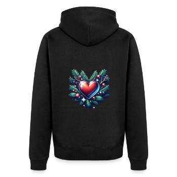 Christmas Heart Christmas Wreath Advent - Unisex Premium Organic Zip Hoodie - black - Back - Nico (187cm)