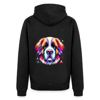 Colorful Geometric Dog Face Art - Unisex Premium Organic Zip Hoodie - black - Back - Nico (187cm)