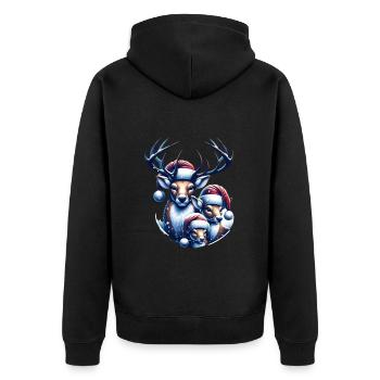 Weihnachts Rentier Familie Weihnachten - Unisex Premium Bio Zip Hoodie - Schwarz - Hinten - Nico (187cm)