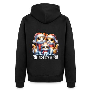 Family Christmas Team Katzen Weihnachten - Unisex Premium Bio Zip Hoodie - Schwarz - Hinten - Nico (187cm)