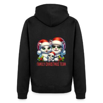 Family Christmas Team Katzen Familie Weihnachten - Unisex Premium Bio Zip Hoodie - Schwarz - Hinten - Nico (187cm)