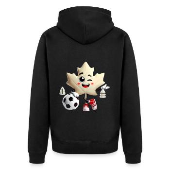 Kanada Maple Leaf Fußball Maskottchen - Unisex Premium Bio Zip Hoodie - Schwarz - Hinten - Nico (187cm)
