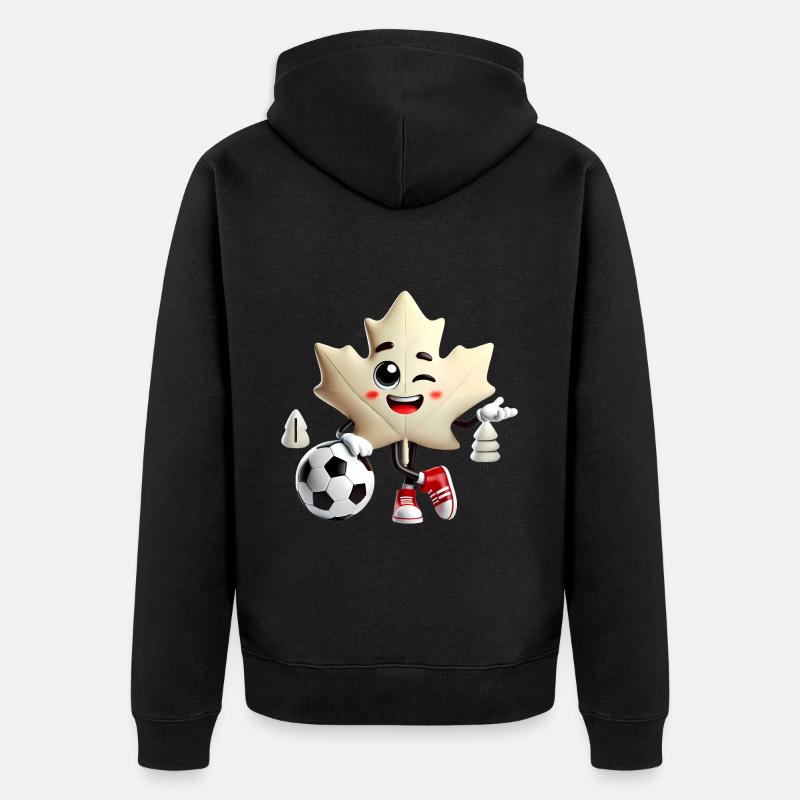 Mascotte de soccer de la feuille d’érable du Canada - Veste à capuche bio Premium Unisexe - noir