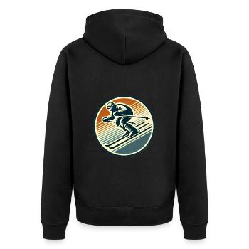 Conception de badge de ski rétro - Veste à capuche bio Premium Unisexe - noir - Dos - Nico (187cm)