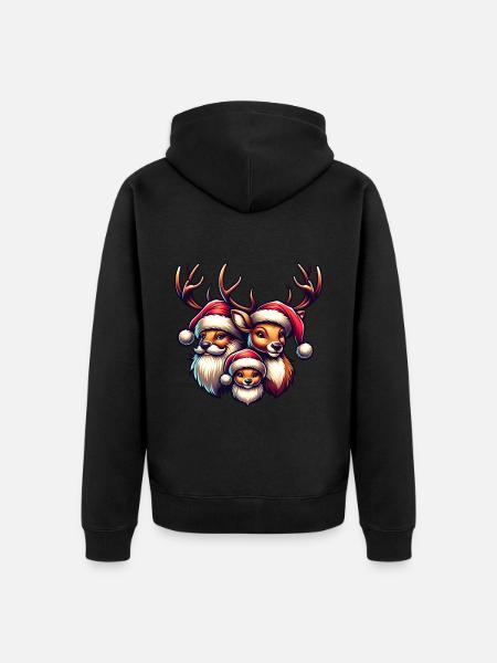 Weihnachts Rentier Familie Weihnachtsmütze - Unisex Premium Bio Zip Hoodie - Schwarz