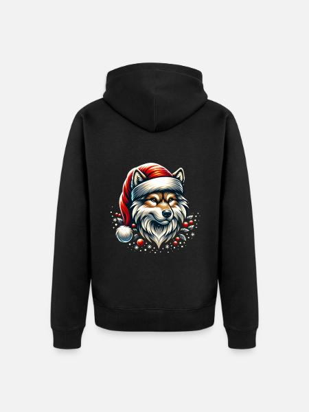 Weihnachtlicher Wolf - Unisex Premium Bio Zip Hoodie - Schwarz