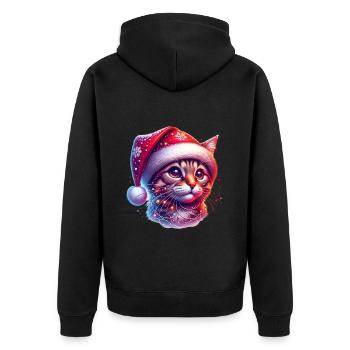 Chapeau de Noël mignon chat de Noël - Veste à capuche bio Premium Unisexe - noir - Dos - Nico (187cm)
