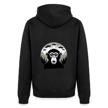 Singe avec OVNI - Veste à capuche bio Premium Unisexe - noir - Dos - Nico (187cm)
