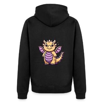 Niedlicher goldener Drache Cartoon Illustration - Unisex Premium Bio Zip Hoodie - Schwarz - Hinten - Nico (187cm)