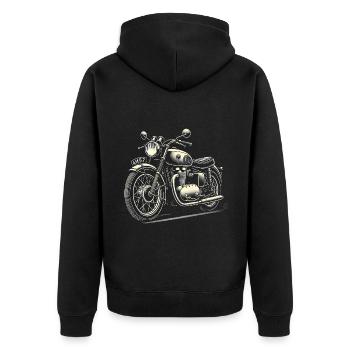 Illustration de moto classique vintage - Veste à capuche bio Premium Unisexe - noir - Dos - Nico (187cm)